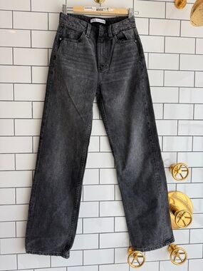 Zara Black High-Rise Wide Leg Cut Jeans